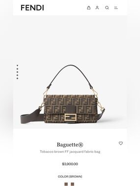 Fendi Zucca Mamma Baguette brown black jacquard canvas brown leather SHW COA